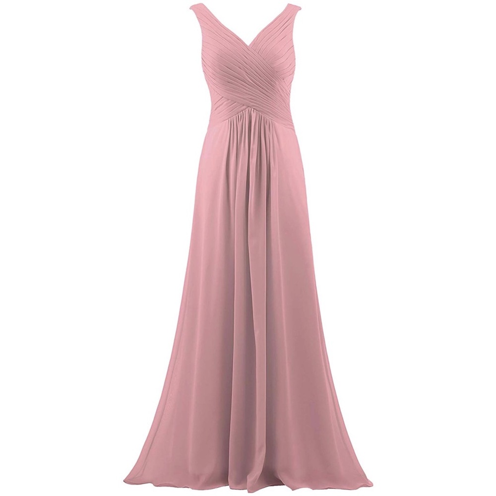 Plus V Neck Sleeveless Chiffon Long Dress